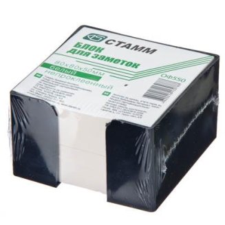 Блок для заметок 8x8x5см белый в пласт.боксе, бумага, полипропилен, арт.ОФ550 СТАММ